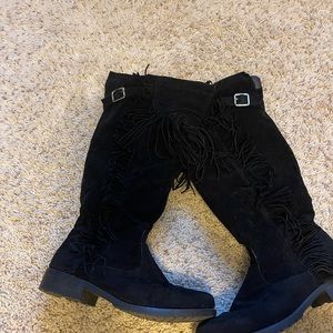 Black Fringe Boots